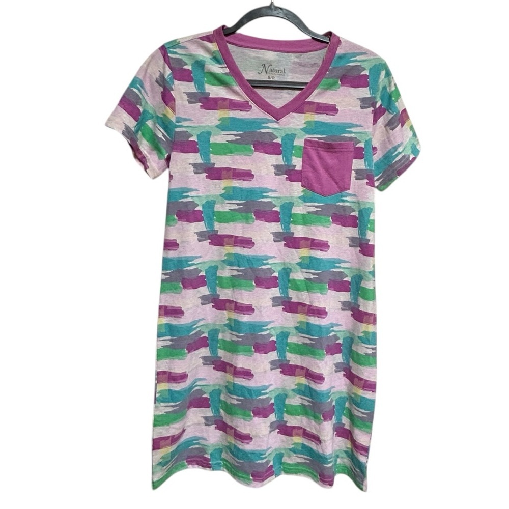 Natural Reflections Sleep Shirt Nightgown Size Small V Neck Short Sleeve NWT